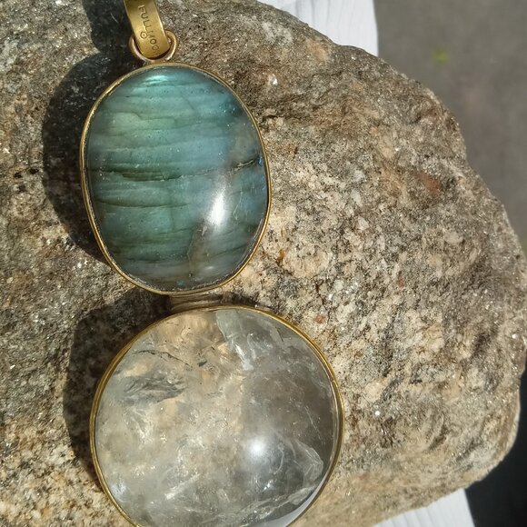 Gorgeous Statement Labradorite and Quartz Pendant (no pendants include a chain) - Picture 2 of 5